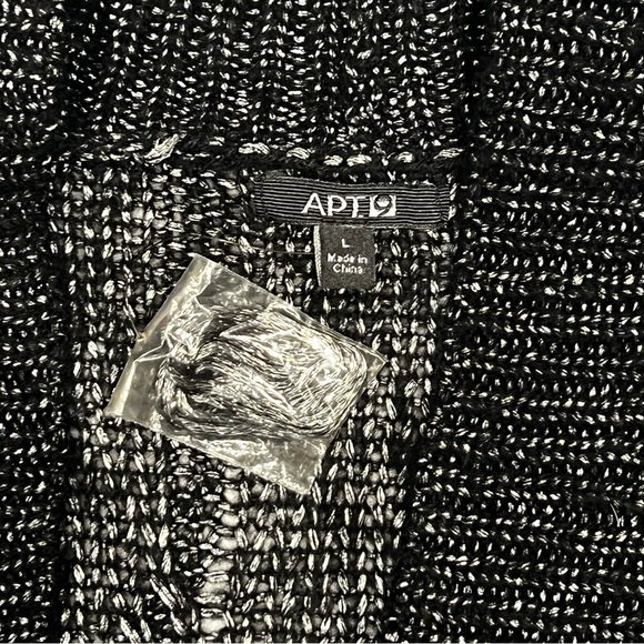 NWOT APT 9 cable knit open front cardigan in black & silver. Size Large. - Picture 5 of 7